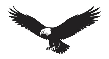 Fototapeta premium Silhouette of an Eagle in Flight with Outstretched Wings