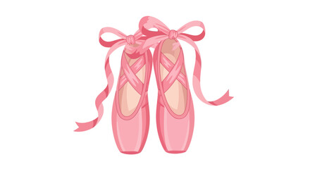 Pink Ballet Pointe Shoes with Ribbons on White Background © Rohim