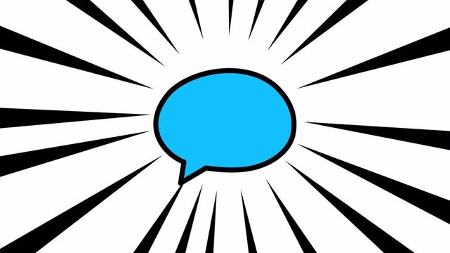    Simple bubble chat messages key, pop up chat box, Text box, 3d Animation Speech Bubble Alpha channel. Message box cartoon animated  speech bubbles blank text animation with speed line background.