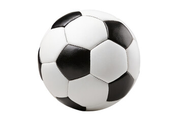 Obraz premium Classic black and white soccer ball with stitched panels on black background football sport, Png On White Background, Isolated on Transparent Background, Cut Out