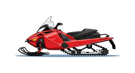 Red snowmobile illustration on a white background with detailed design © Rohim