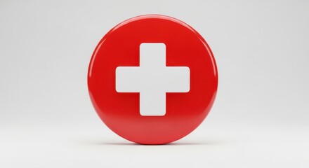 Obraz premium Prominent display of a red circle with a white cross symbol