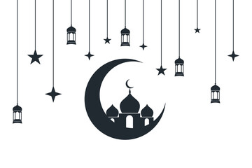 Eid adha and fitr arabic logo, collection set package design eid al fit, eid mubarak