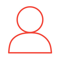 User Profile Flat Outline Icon Red Stroke