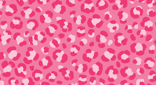 Seamless pink leopard print pattern design with abstract animal spots in modern playful fashion style