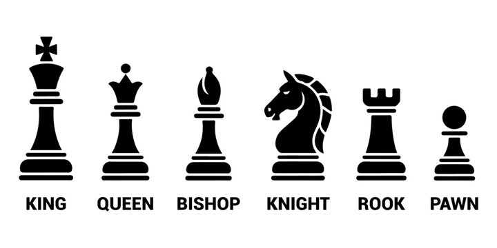 complete set of chess pieces vector silhouette