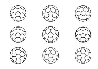 Obraz premium Soccer Ball Icon Set, Minimal Outline Vector Illustration
