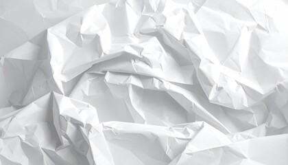 Abstract white crumpled paper background with interesting light and shadows.