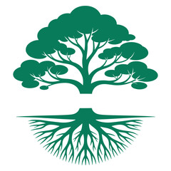 Minimalist tree with root system - nature and growth illustration