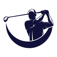 Minimalist golf swing silhouette vector icon