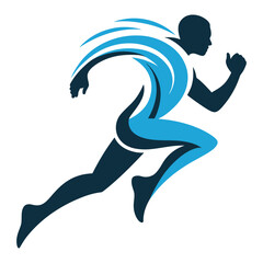 Dynamic running silhouette with motion lines - minimalist sports vector