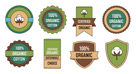 Obraz premium Organic Cotton Labels: Certified, Sustainable Choice Badges and Icons