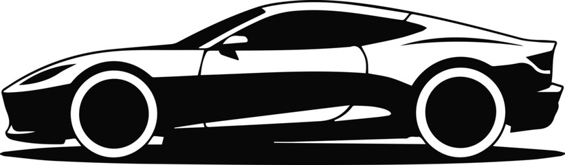 Speed and power concept car silhouette in monochrome © Icon Stock