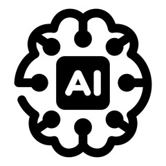 A glyph style icon representing an ai brain