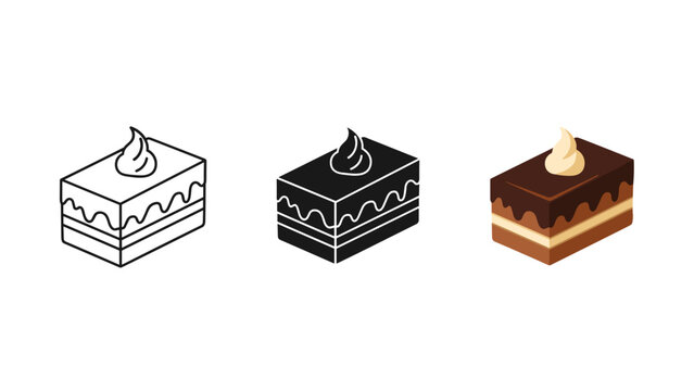 Three different cake illustrations side by side Vector