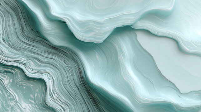 Abstract illustration of flowing turquoise and teal hues, resembling the textures of marble or water