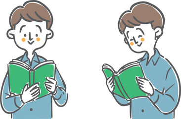 Fototapeta premium 本を読んでいる男性 ベクター
