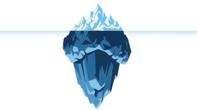 Stylized iceberg with a large submerged portion, representing hidden challenges or potential