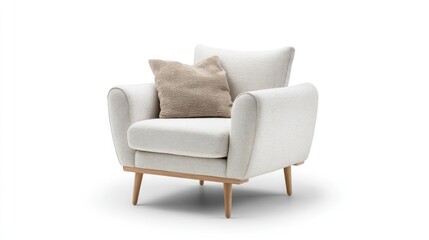 Fototapeta premium Modern white armchair with cushion