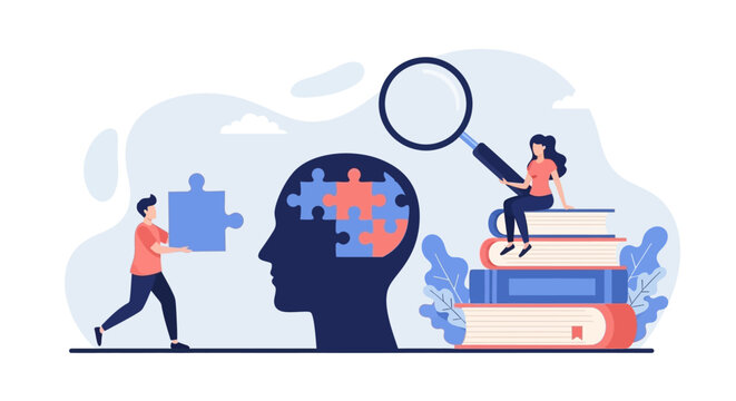 Conceptual illustration of human thought process and knowledge.