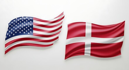 Obraz premium united states vs denmark flags illustration representing international relations and political comparison.