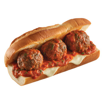 Meatball sub sandwich with tomato sauce