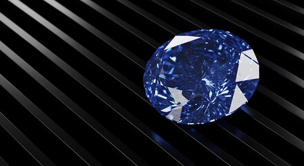 Brilliant Blue Gemstone on Dark Linear Surface