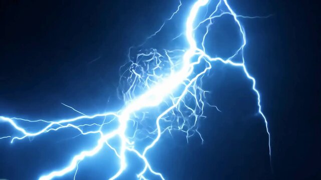 Energy Portal with Lightning Effects. Abstract blue electrical energy forming a portal or ball of lightning with sparks on a black background.