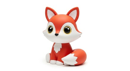 Obraz premium Stylized depiction of a cute, sitting animal figurine with large eyes against a white background