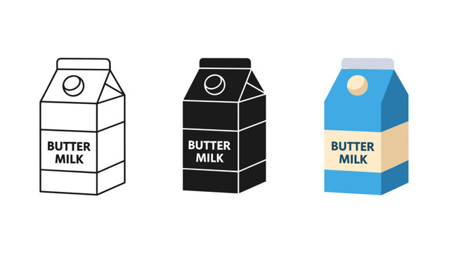 Three buttermilk cartons with different designs Vector