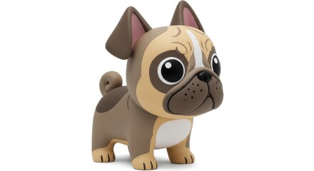 Naklejka premium Stylized representation of a small, stout canine figure stands isolated on a white background.