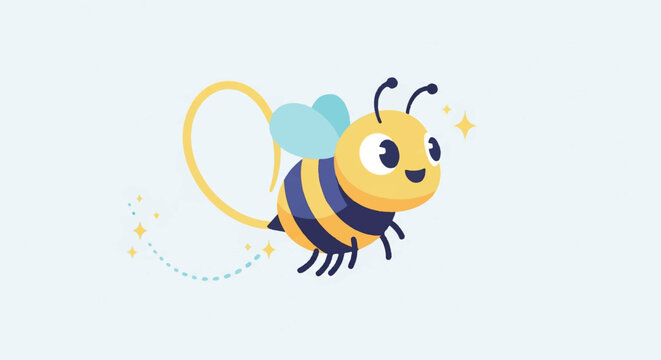 Happy bee character with transparent background