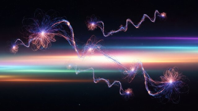 Colorful laser light trails and sparks creating dynamic visual effects with vibrant streaks and