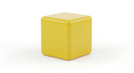 Fototapeta premium Yellow Cube Object on White Background