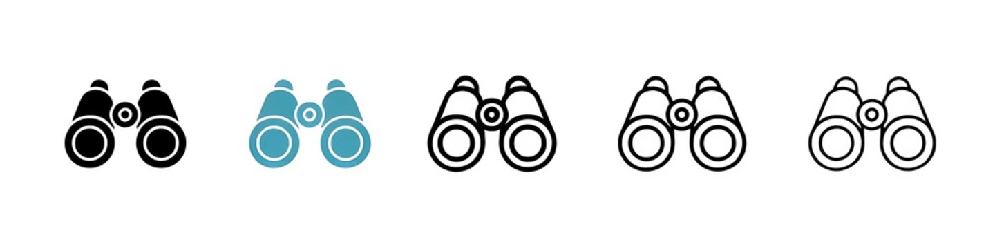 Binoculars line icon vector set
