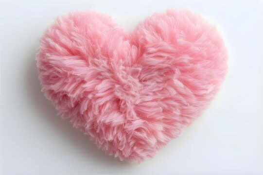 pink furr heart on white background