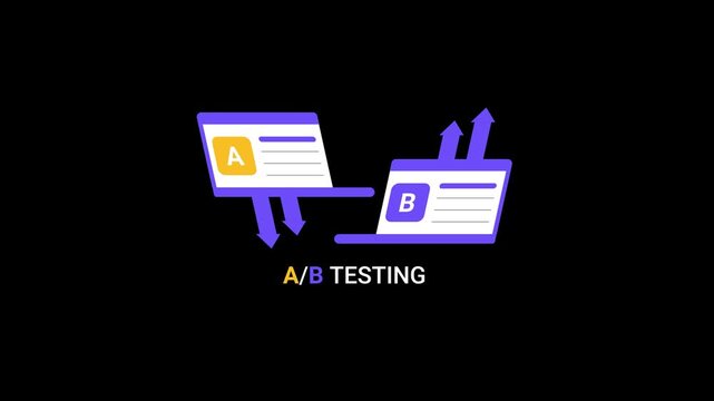 A/B Testing Animation | Website Optimization and Digital Marketing Concept , A/B Test Comparison Animation | Conversion Rate Optimization Concept ,Split Testing Animation | Black background 