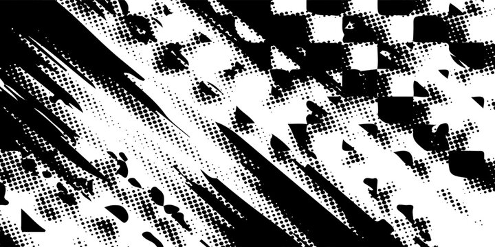 Race flag grunge background, car rally or motocross finish flag with vector checker pattern. vector illustration