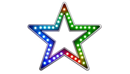 Obraz premium Colorful illuminated star shape with glowing lights against a white background