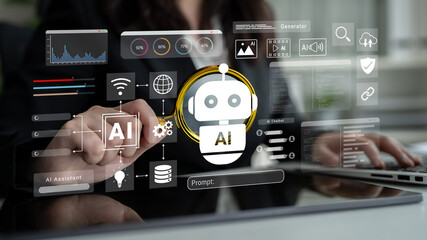 AI chatbot assistant enhances intelligent automation, data analysis, and customer interaction on...