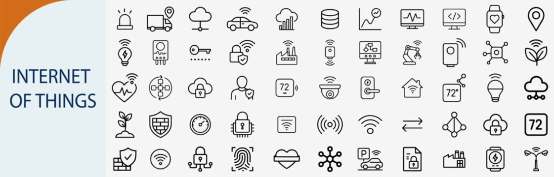 internet of things iot technology icons, minimal vector set