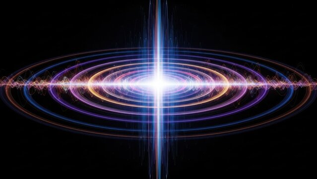 Dynamic Visualization of Electromagnetic Energy Fields with Vibrant Light Waves and Circular