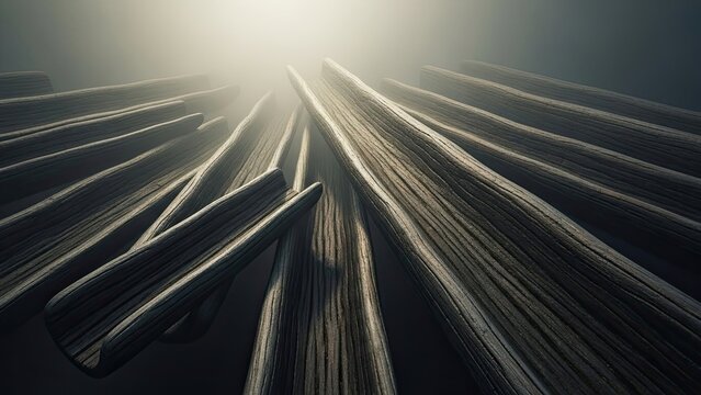 Close-up of weathered wooden planks with a glow from behind creating a dramatic and textured