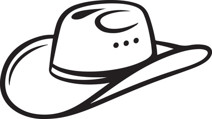 A stylish black and white illustration of a classic cowboy hat