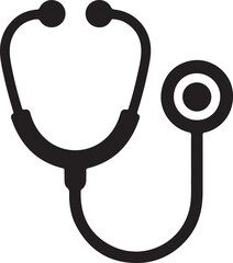 A detailed illustration of a stethoscope with a round chest piece and two ear tips
