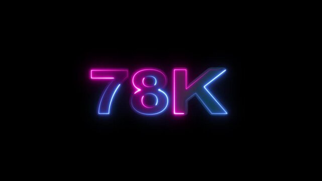 Neon number 50k text outline animation on black background.