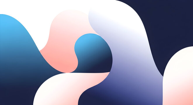 Clean vector illustration, modern flat design, soft gradient color palette, smooth curves, minimal details, abstract shapes, bold composition, high contrast, SVG style, dribbble trend, behance style, 