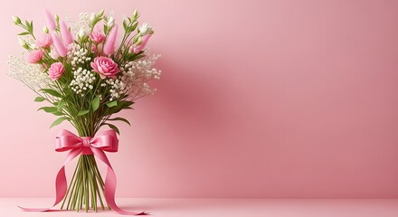 Fototapeta premium Elegant Pink Flower Bouquet Mother’s Day Background