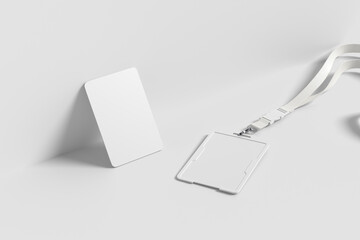 Blank ID Badge Mockup with Lanyard for Branding Presentation