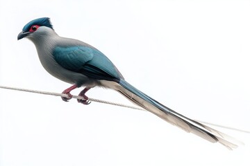 Obraz premium Blue-faced Malkoha Bird Perched on a Thin Wire